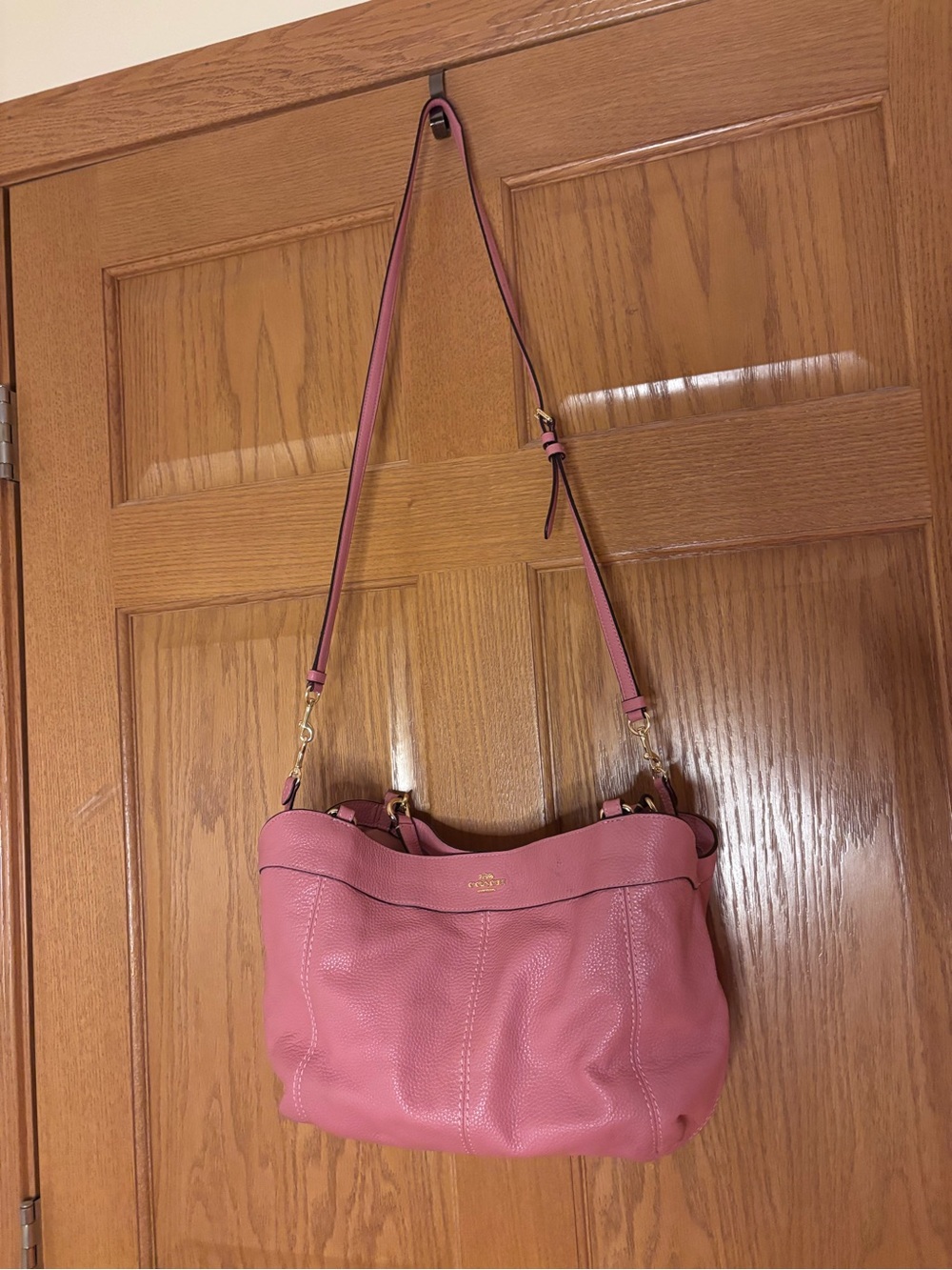 Coach Pebbled Leather Shoulder Bag in Dusty Rose